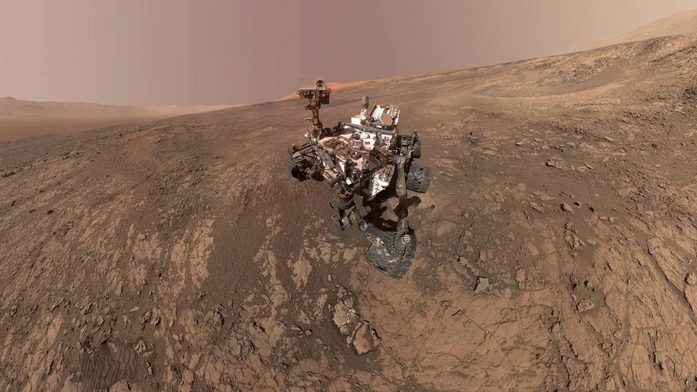 NASA's Curiosity Mars rover took this self-portrait on Jan. 23, 2018, on the slopes of the towering Mount Sharp.
Credit: NASA/JPL-Caltech/MSSS
